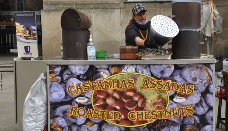 roast chestnut stall in Portugal
