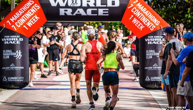 marathon runners at end of the great world race